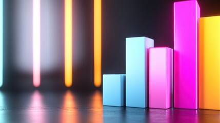 Poster - Vibrant Geometric Shapes in Digital 3D Abstract Backdrop for Business and Corporate Presentations