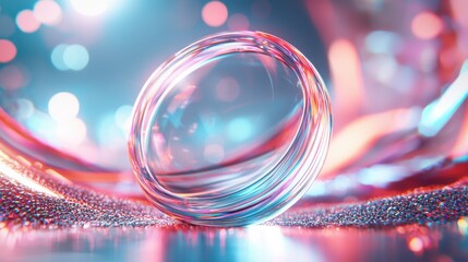 Poster - Mesmerizing Crystal Sphere with Iridescent Reflections and Captivating Patterns