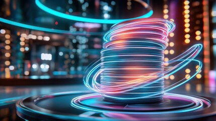 Poster - Mesmerizing Neon Vortex Dazzling Luminous Swirls Dance Across the Digital Realm