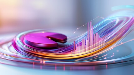 Poster - Vibrant Abstract Futuristic Data Visualization with Dynamic Curves and Fluid Motion