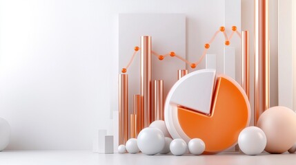 Poster - Vibrant Geometric Composition with Spheres and Cylinders in Minimalist Setting