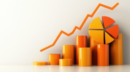 Poster - Upward Financial Graph with Pie Chart Showing Business Growth Trend