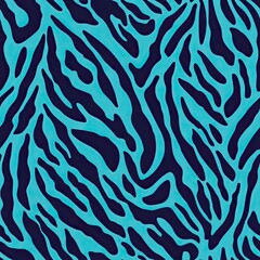 Aufkleber - Teal and Navy Blue Tiger Stripes Seamless Pattern Design for Fashion and Interiors
