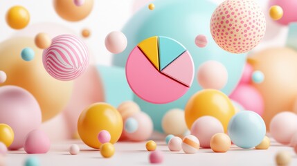 Poster - Vibrant Geometric Spheres in Pastel Tones Abstract Composition