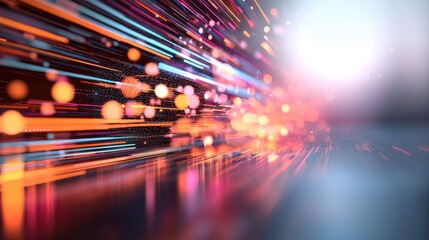 Poster - Vibrant Cosmic Lights Streaming Through Blurred Digital Space in Futuristic Abstract Motion Design