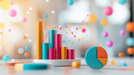 Poster - Colorful Abstract Geometric Charts and Infographics Depicting Business Data and Financial Analytics
