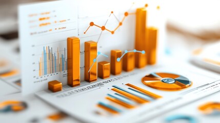 Poster - financial growth and analytics data visualization on office desk