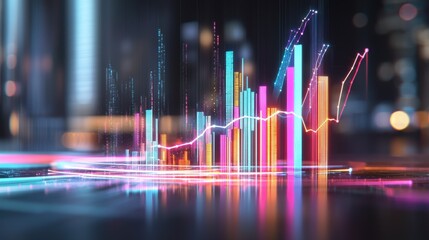 Poster - Futuristic Data Visualization with Colorful Neon Graphs and Charts