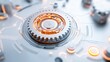 © ADD PHOTO - Futuristic Metallic Clockwork Mechanism with Intricate Gears and Cogs