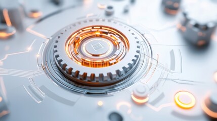 Poster - Futuristic Metallic Clockwork Mechanism with Intricate Gears and Cogs