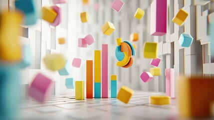 Poster - Colorful Abstract Geometric Shapes and Patterns in Dynamic Composition