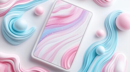 Poster - Elegant Pastel Marble Swirl Patterns with Fluid Gradient Composition for Digital Art Design and Decor