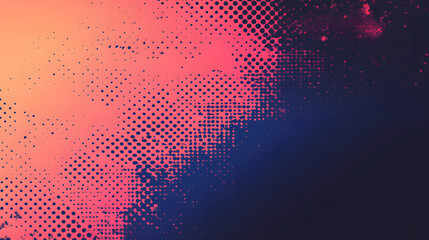 Fototapete - Vibrant gradient with halftone dots in pink and blue hues
