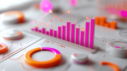 Poster - colorful business data analytics infographic on desk