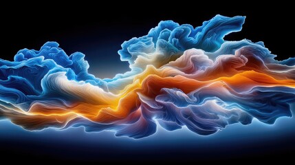 Aufkleber - Dynamic abstract waves digital art modern design vibrant colors horizontal perspective creative visuals