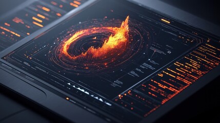 Poster - Fiery Cosmic Explosion of Digital Energy and Futuristic Technology Visualization
