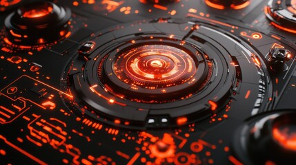 Poster - Futuristic Digital Abstract Radial Light Swirl Background