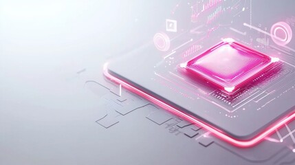 Poster - Cutting Edge Digital Technology Innovations with Futuristic Circuit Board and Gradient Crystal Display
