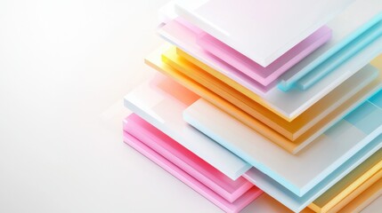 Poster - colorful layered geometric abstract paper shapes in studio lighting