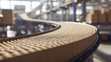 Poster - Conveyor Belt in Modern Warehouse with Focus on Production Flow