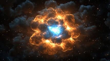 Poster - Explosive nebula formation outer space digital art cosmic environment high detail astronomy concept