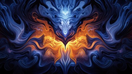 Aufkleber - Dynamic abstract art displaying fiery and cool elements digital medium artistic environment close-up viewpoint