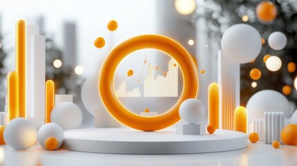 Poster - abstract minimal geometric shapes 3d rendering display platform