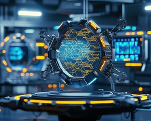 Poster - Futuristic High-Tech Interface with Circuit Design