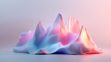 Poster - Ethereal Digital Crystal Aurora Landscape   Mesmerizing Psychedelic Surreal Holographic Art Display