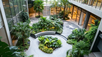 Poster - Due to the global pandemic known as the coronavirus crisis, many modern offices with plants and rental spaces are now empty due to stay-at-home orders.