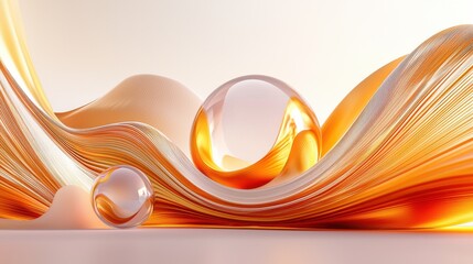 Poster - Flowing abstract composition with vibrant colors and dynamic spherical shapes
