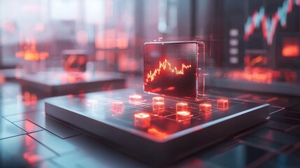 Poster - Futuristic Digital Financial Chart Dashboard on Seamless Technological Interface