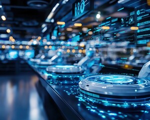 Poster - Futuristic Laboratory with Advanced Technology Interfaces