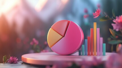 Poster - Colorful Financial Data Visualization with Pie Chart and Bar Graph