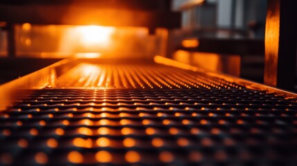 Poster - Industrial Scene with Metal Surface Illuminated by Warm Glow