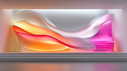 Poster - vibrant abstract waves and curves dynamic colorful digital artwork for contemporary interior design 