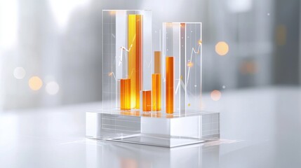 Poster - Sleek Geometric Glass Sculptures on Minimalist Podium Display