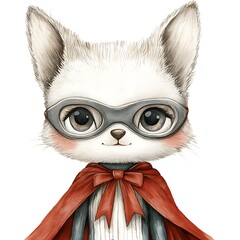 Canvas Print - Adorable Superhero Arctic Fox Illustration.