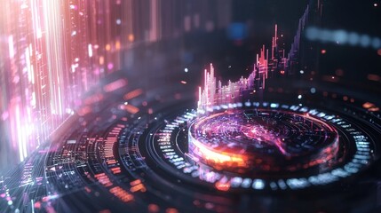 Poster - futuristic abstract digital data visualization holographic interface concept
