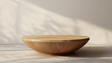 Poster - showcase your products on this stunning wooden table. its round shape and clean lines create a moder