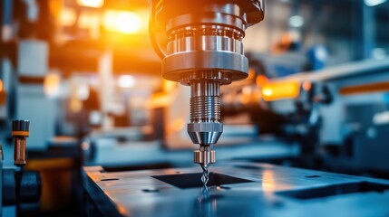 Poster - Precision CNC Machining Tool in Action at Modern Manufacturing Facility