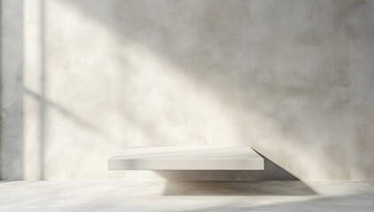 Poster - Minimalist white display podium in sunlit room
