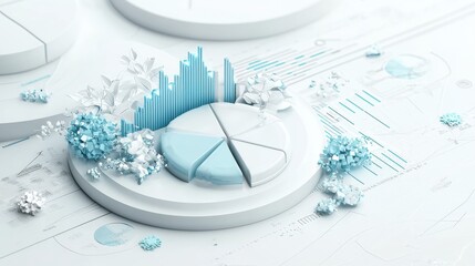 Poster - Financial Data Analytics Visualization with Abstract Geometric Shapes and Infographic Elements