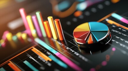 Poster - Colorful Pie Chart and Graphs Depicting Business Analytics and Financial Data