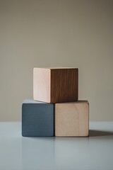 Poster - Wooden blocks, stacked, studio, neutral background
