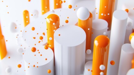 Poster - Vibrant Abstract Geometric Spheres and Bubbles Composition with Colorful Paint Splash