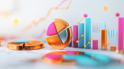 Poster - colorful business analytics and financial data visualization in office setting