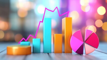 Poster - colorful geometric data visualization infographic for business reporting and analytics