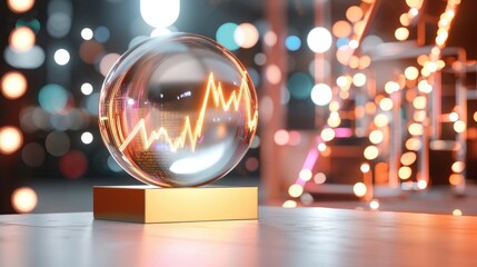 Poster - crystal ball displaying digital financial chart and market analysis