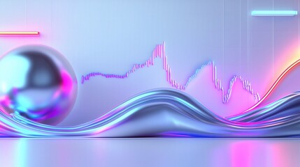 Fototapete - Mesmerizing Fluid Waves of Vibrant Neon Energy Flowing Through a Futuristic Digital Realm